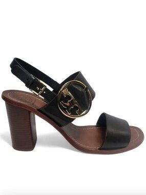 Tory Burch Thames Two-Tone Sandal (Black Leather)